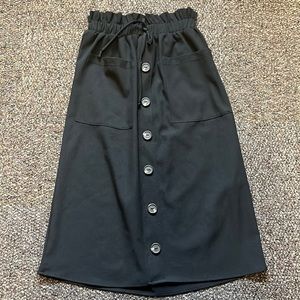 Black Elastic-Waisted Pencil Skirt